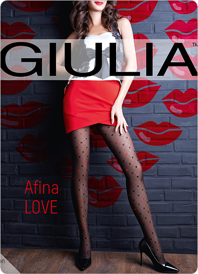 Колготки фантазийные Giulia AFINA LOVE 02 | Nero (Черный с красным)